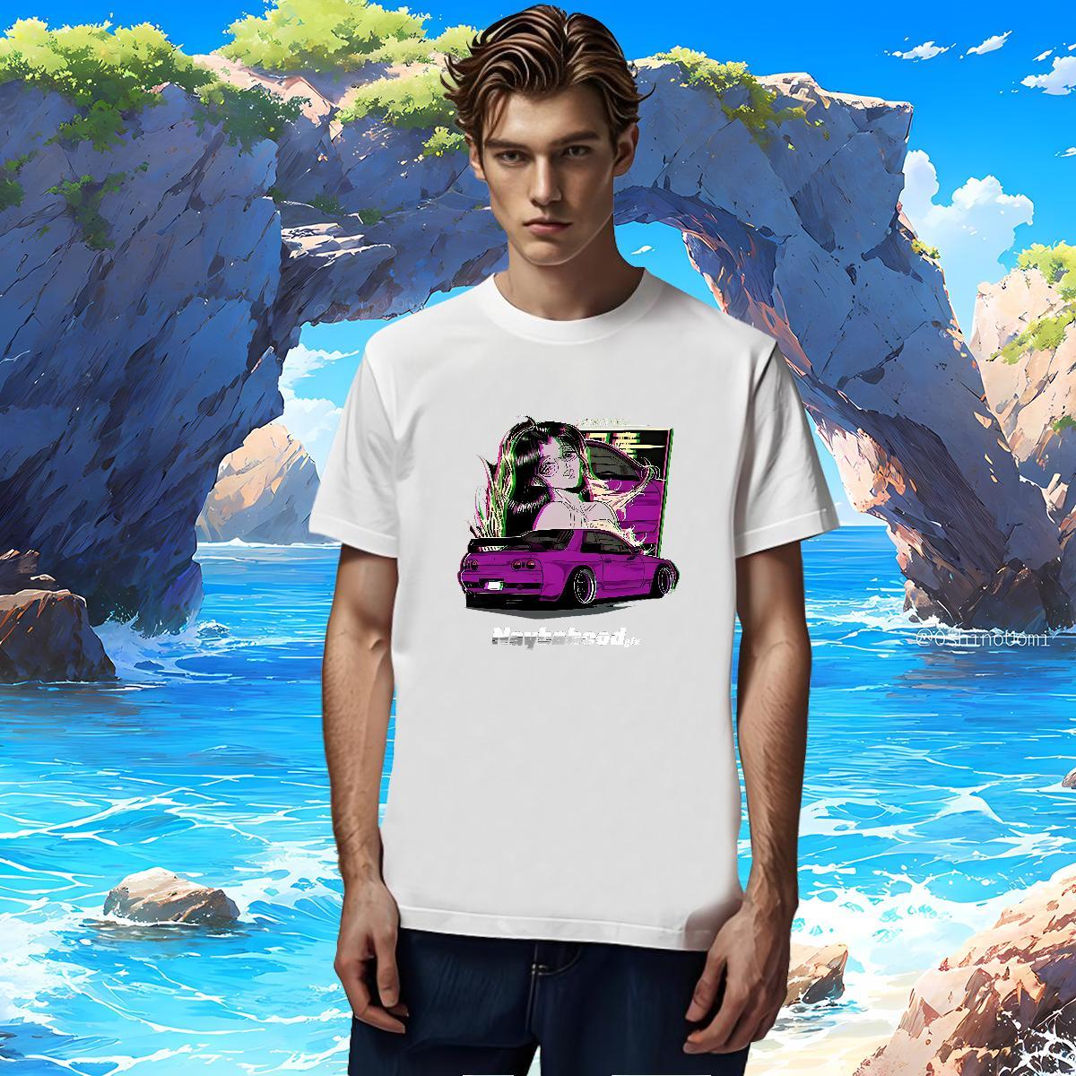 Popular car 230g 100% Cotton Men Clothes T-Shirt Sport Breathable Men T Shirts Fashion DIY Anime Tees