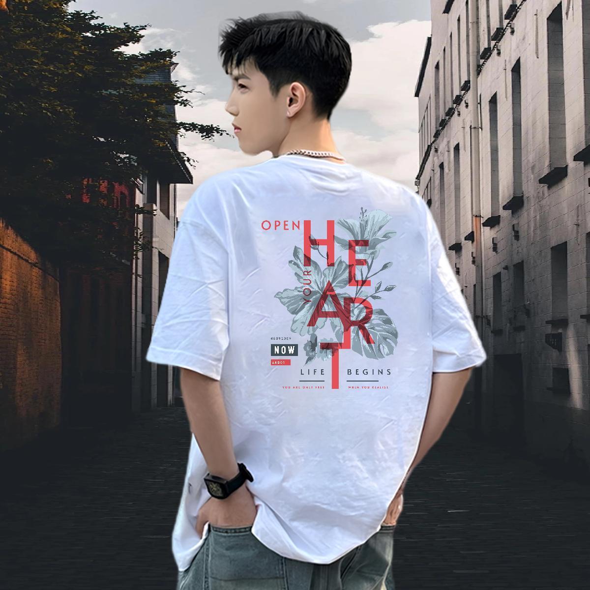 DIY Customized Men Tees tree Daily Outfit 230g Cotton Tops Shirt Breathable Soft Brand Mens T Shirts Plus Size Cartoon