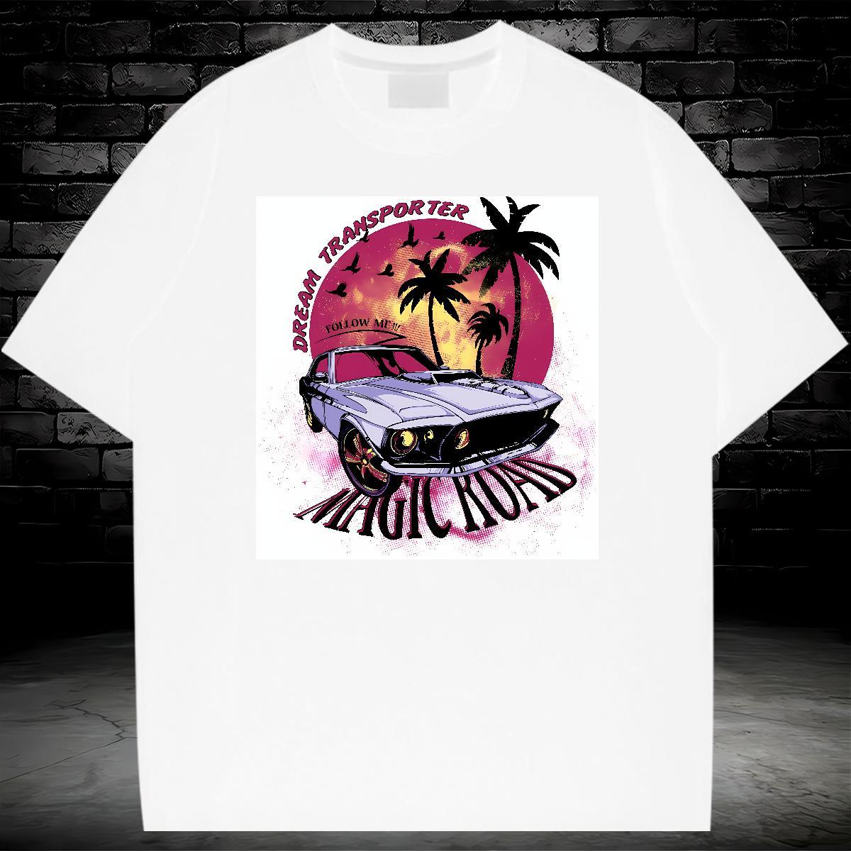 Cool Design beach 230g Pure Cotton Men Clothes T-Shirt Daily Wear Crew Neck Breathable T shirt Fashion Designer DIY Logo Oversized Polos