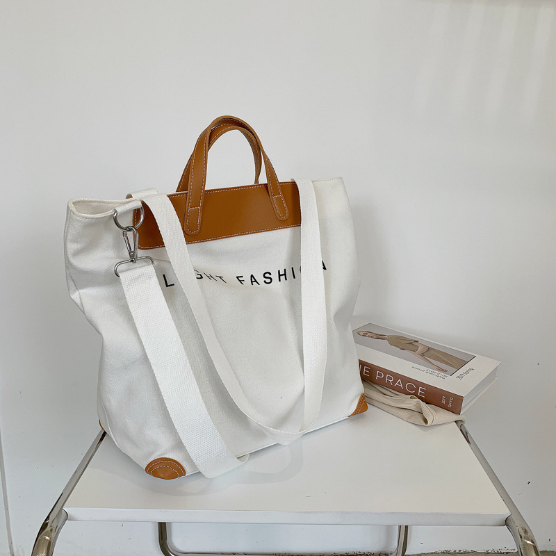 Leisure Korean trendy handbag, casual commuting shoulder college and high school big bag, women's canvas bag