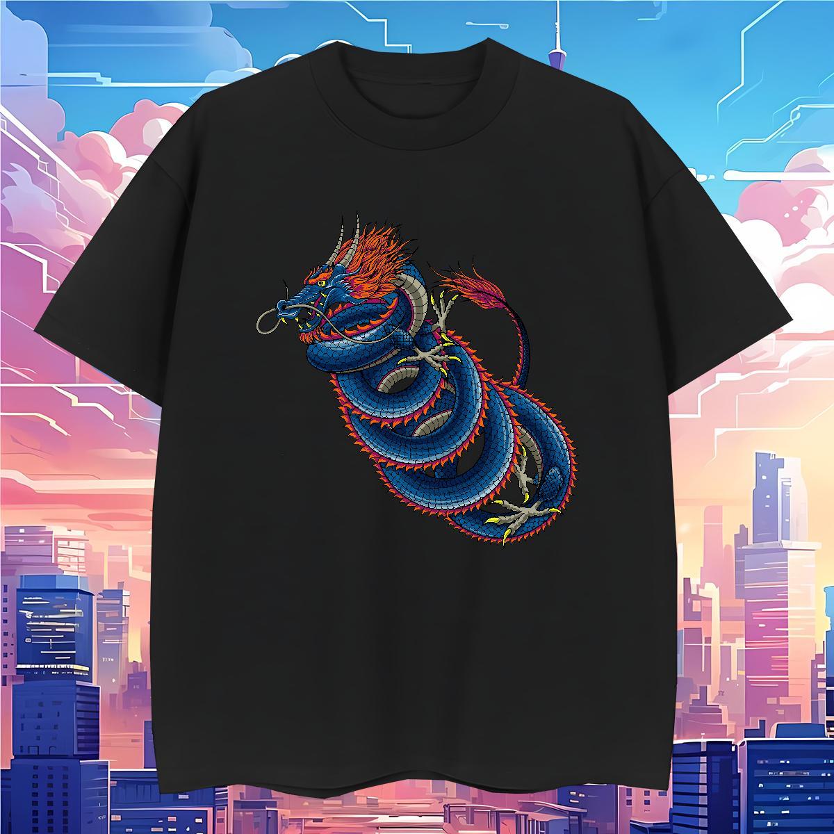 T-Shirts 230g Cotton dragon Daily Wear Breathable Crew Neck Custom Printing Men Tops Tees Free Shipping Comfortable Top Tees