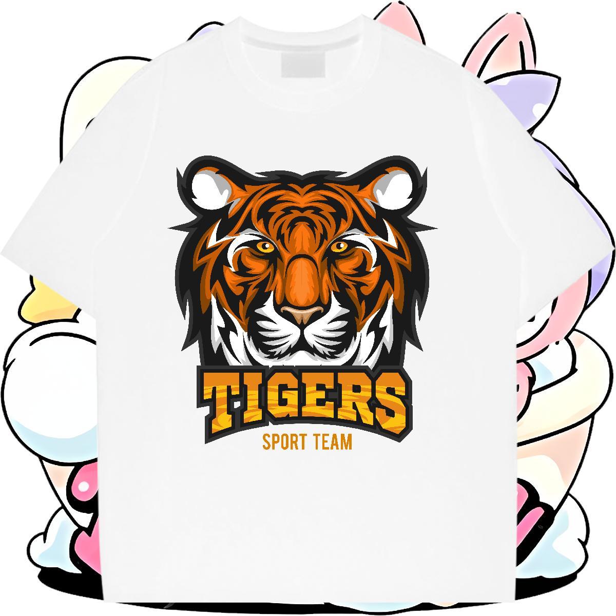 Classic Couples T Shirts Beach Round Neck Short Sleeve Wear Nice 230g Cotton tiger DIY Logo Woman T Shirts