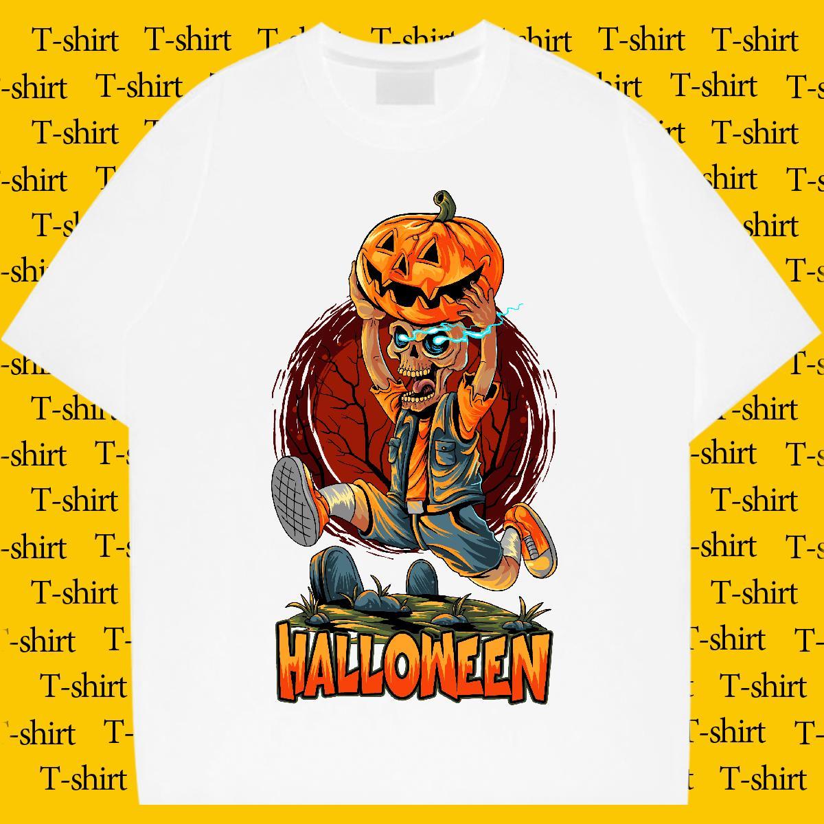Fashion Design pumpkin Men Tops Tees 230g 100% Cotton T Shirt For Man Black White Daily Outfit Round Neck Short Sleeve Popular Clothes