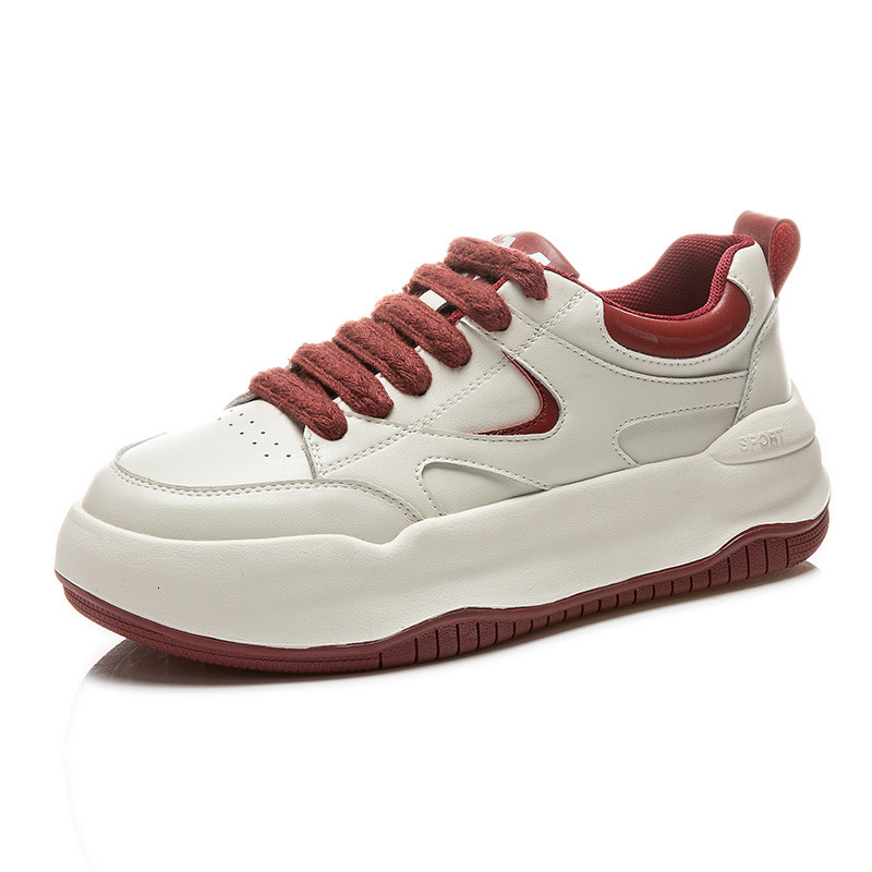 Ddmysports Genuine Leather Small White Women In The Autumn Of New Thick Soled Breathable Board For Leisure Height Increase Commuting S Shoes Trend OUT