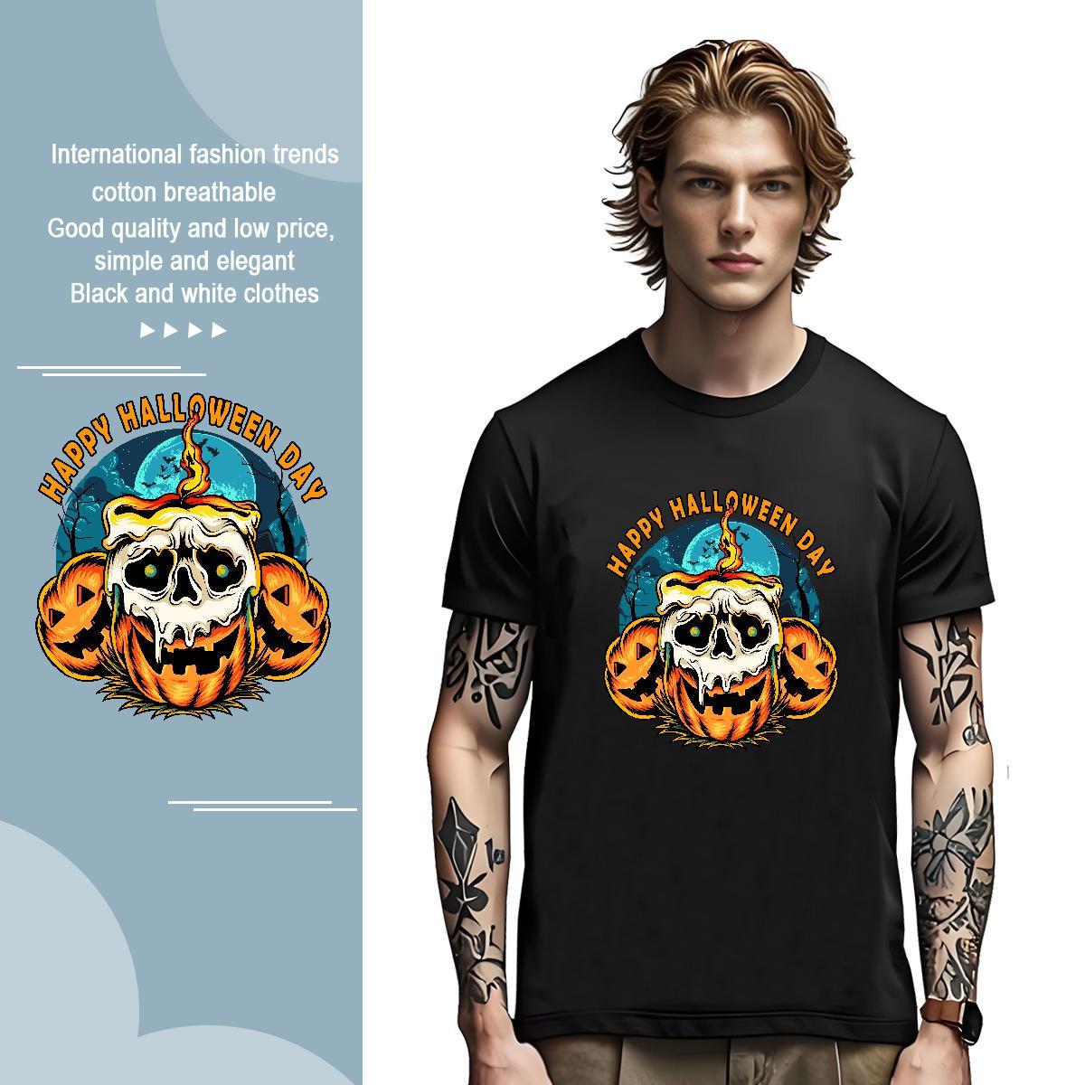 T-Shirts 100% Cotton 230g pumpkin Sport Breathable Crew Neck DIY Printed Men Tees Brand Unisex Tops