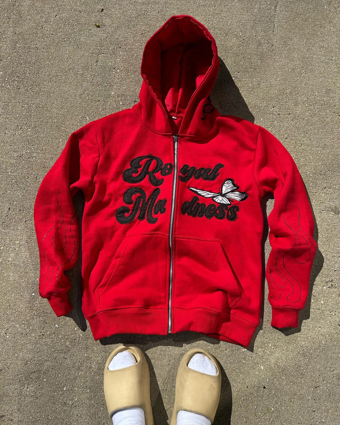 Y2k Retro Trend Letter Butterfly Pattern Embroidered Loose Hoodie Street Oversized Zipper Sportswear Mens Emo 240819