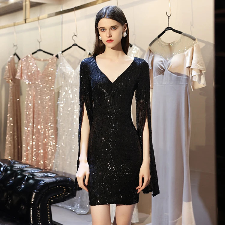 YIDINGZS Women Prom Dress Sexy Sequin Dress Long Sleeve Party Bodycon Dress 240819