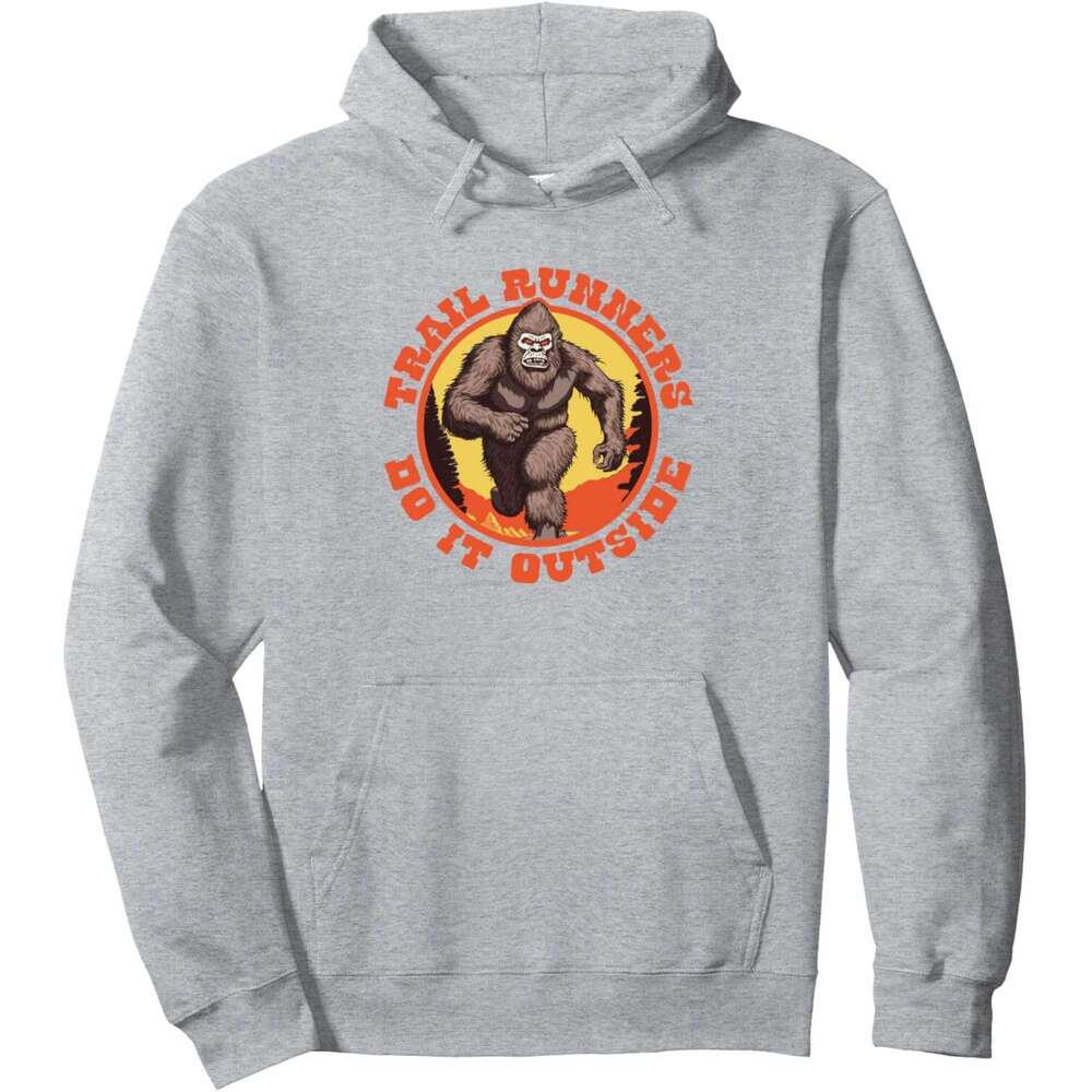 Hoodie for Mens Womens Trail Runners Do It Outside Funny Running Sasquatch Bigfoot Pullover Hoodie Hoodies sweatshirt pullover jacket Long sleeve