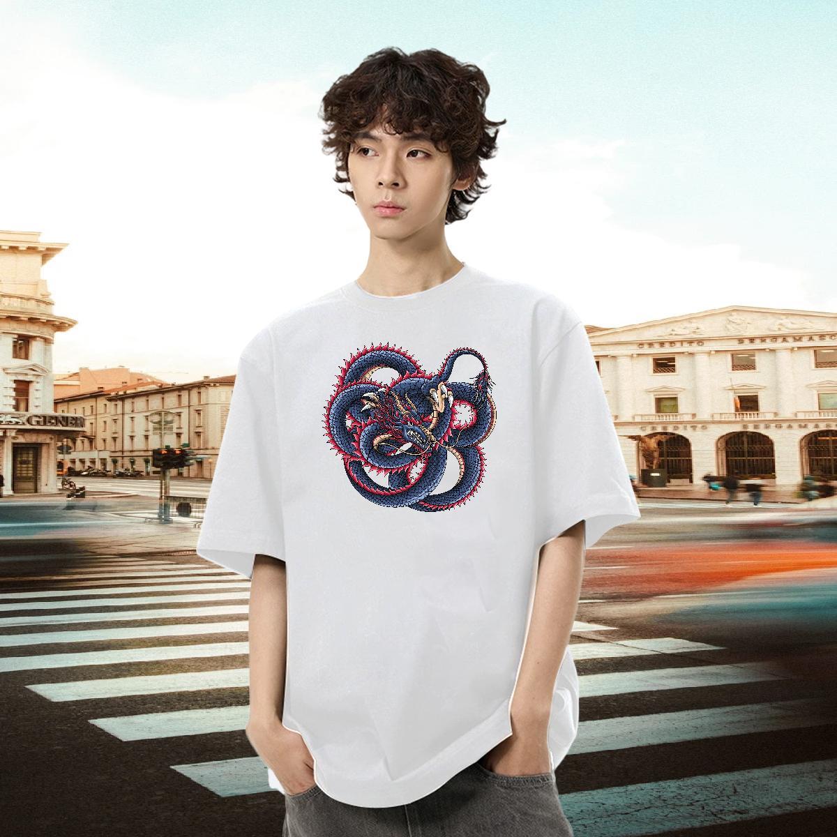 Loose Men Clothes T-Shirt Hip Hop 230g Cotton Custom Printed Short Sleeve Soft dragon Man T Shirts Designer Tees