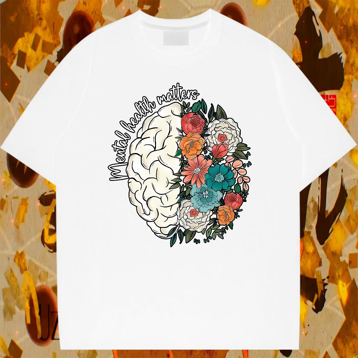 Soft Men Tees Casual 230g 100% Cotton White Plus Size Round Neck Short Sleeve flower Men T Shirts 2024 Tops Shirt