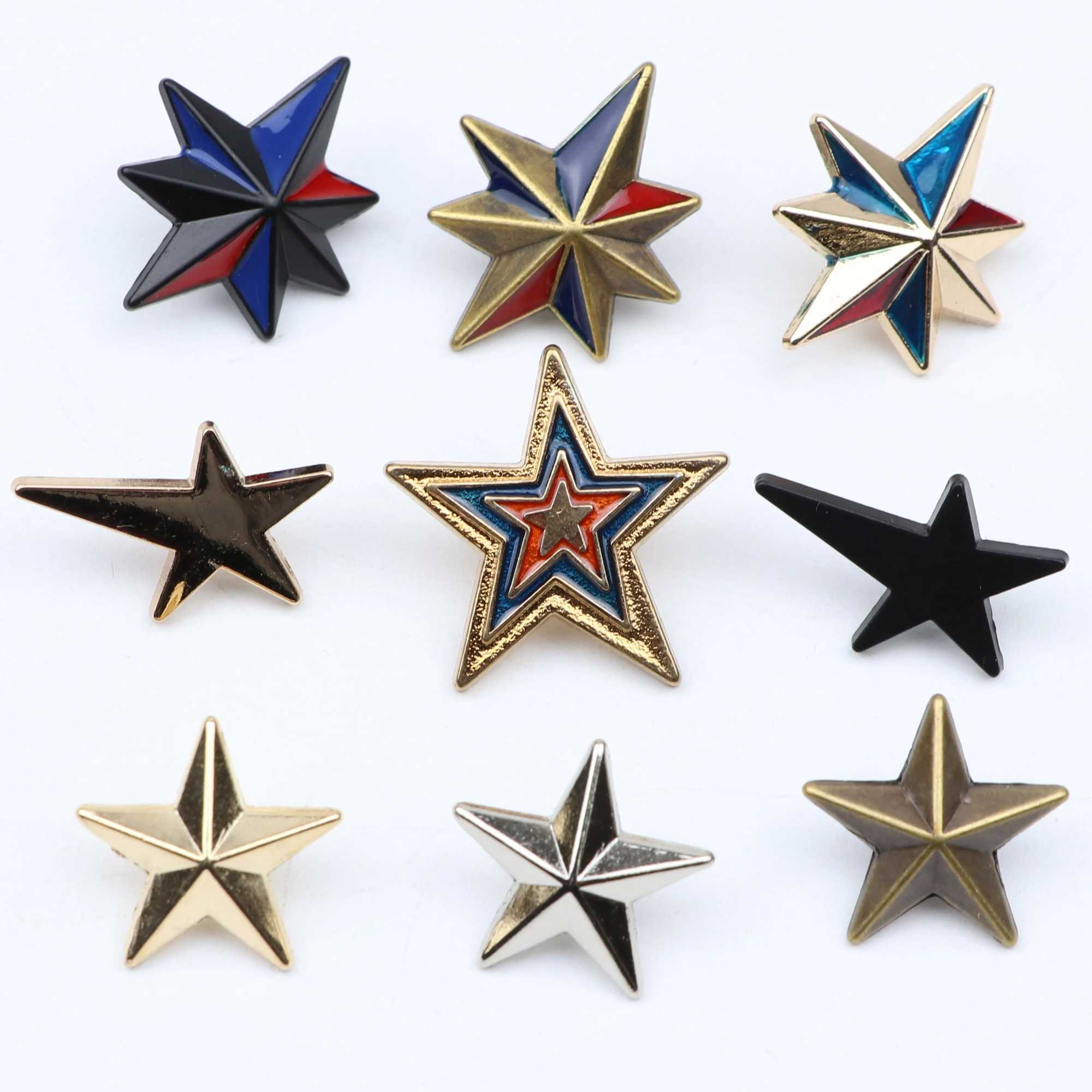 Fashionable mens retro gold star brooch collar set stick brooch gift icon badge lapel pin jacket hat W240815