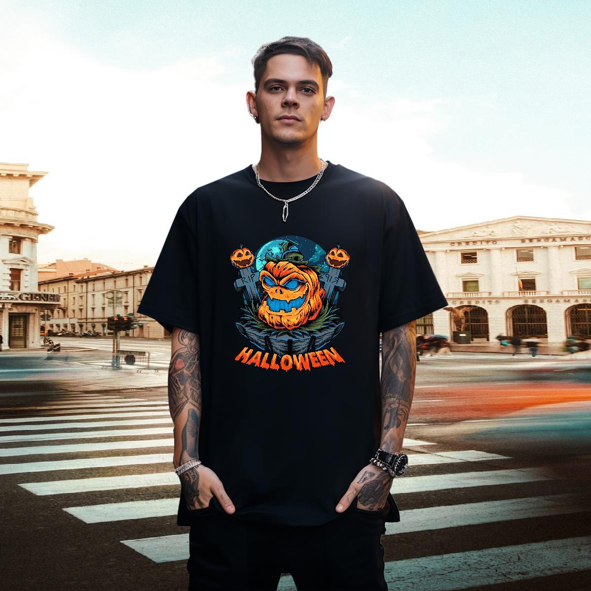 Brand T shirt halloween Breathable Crew Neck Beach Plus Size Cartoon 230g Cotton Tshirts DIY Customized Tops