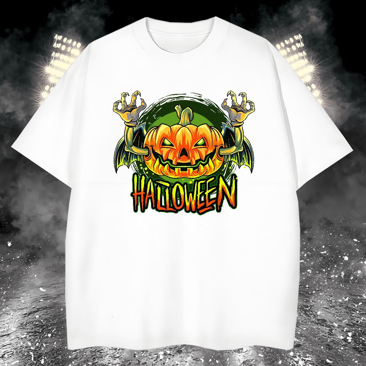 Loose Fit T Shirt For Man pumpkin Breathable Crew Neck Casual Beach Oversized 3XL 4XL 230g 100% Cotton Men Clothes T-Shirt 2024 DIY Tops