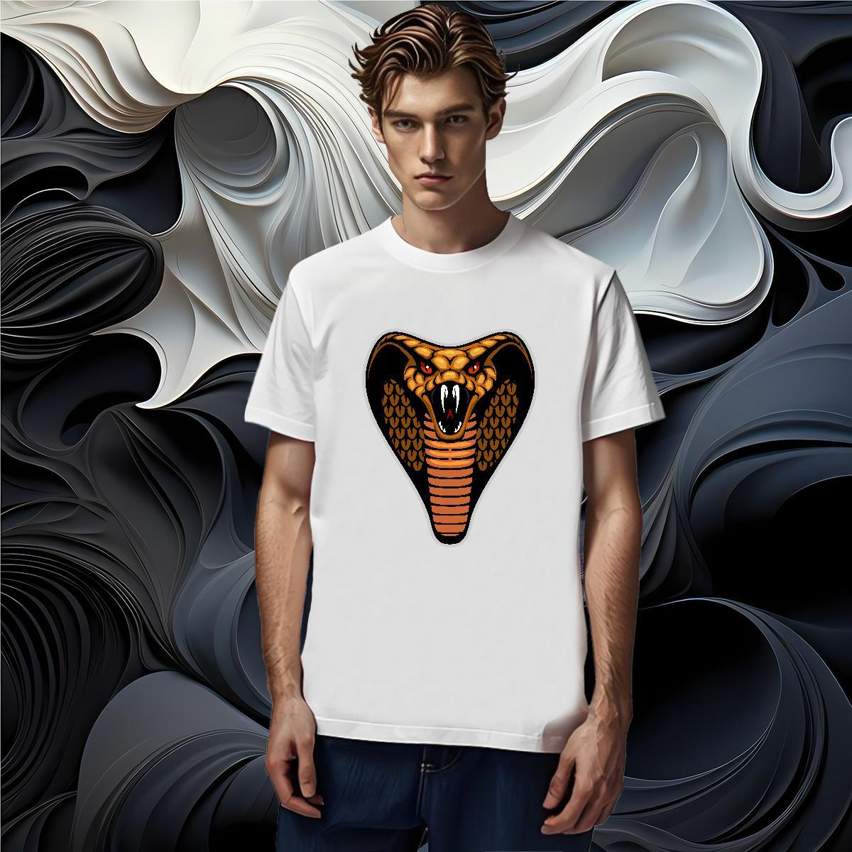 T shirt 230g Pure Cotton cobra Daily Wear Breathable Crew Neck Asian Size Men Tees Stylist Loose Tshirts