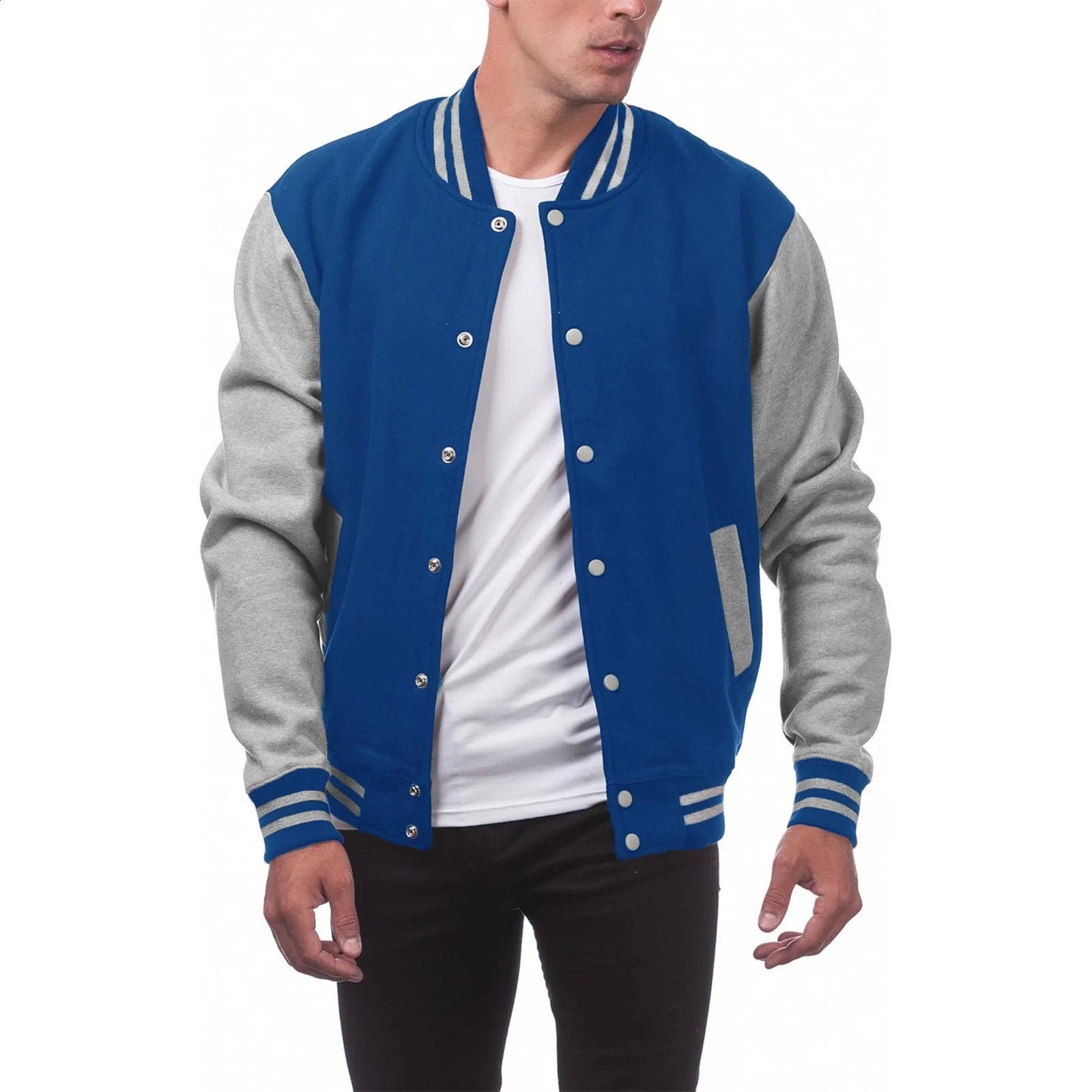 Cross border mens hoodie with wool cardigan jacket button up baseball casual 240819