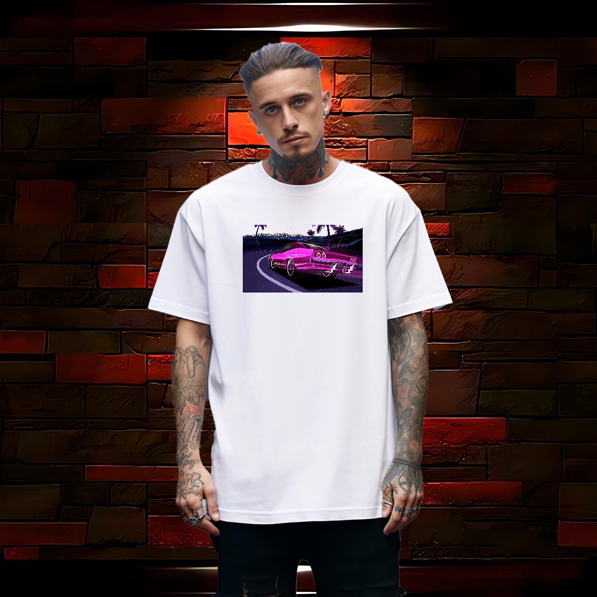 Cool car 230g Pure Cotton Mens Tshirts Hip Hop Breathable Short Sleeve Mens T Shirts Classic DIY Printed Tee Shirt