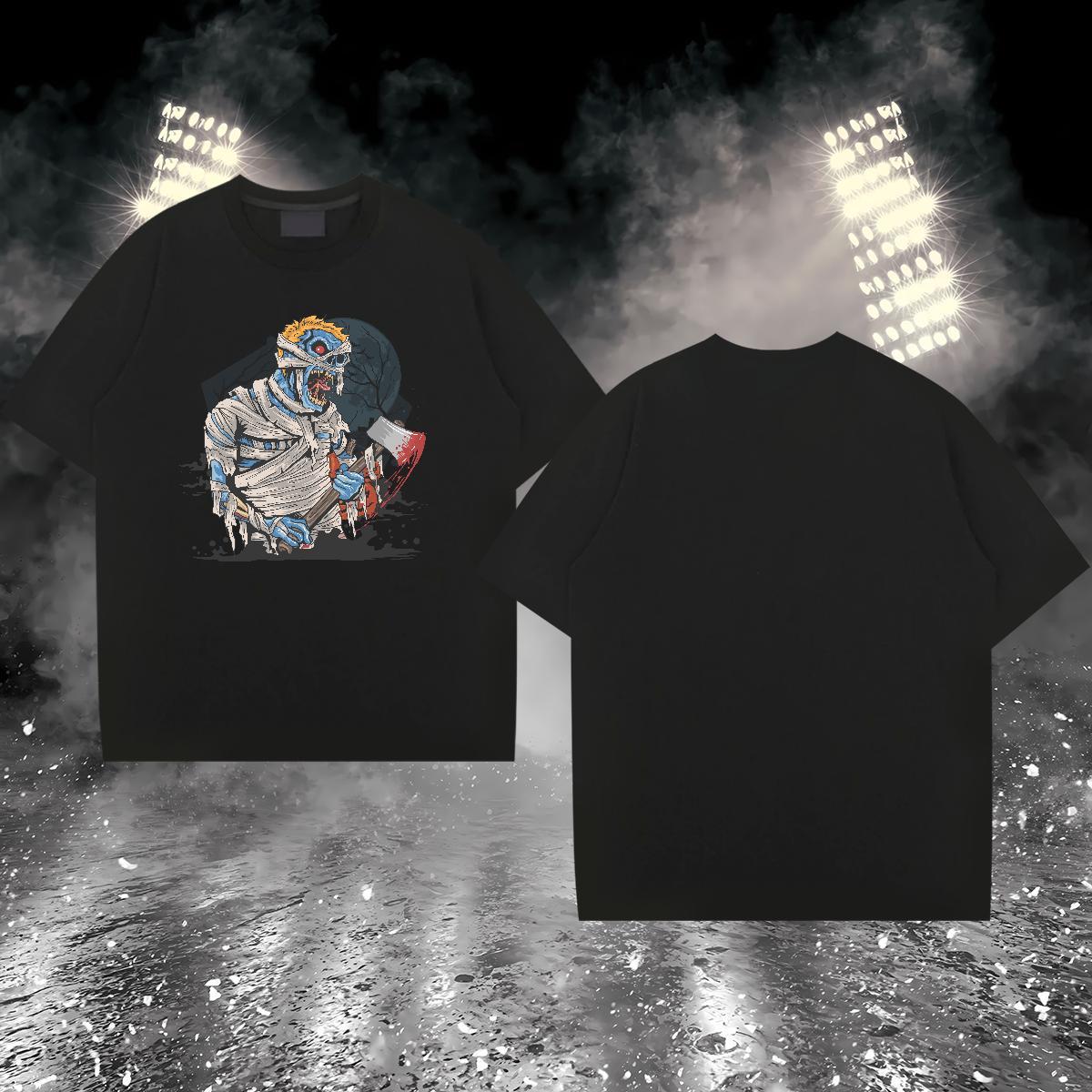 Classic Casual Men Tshirts zombie Casual Daily Wear 230g 100% Cotton Tops Tees Short Sleeve O-Neck Loose Men T Shirts Custom Print Plus Size