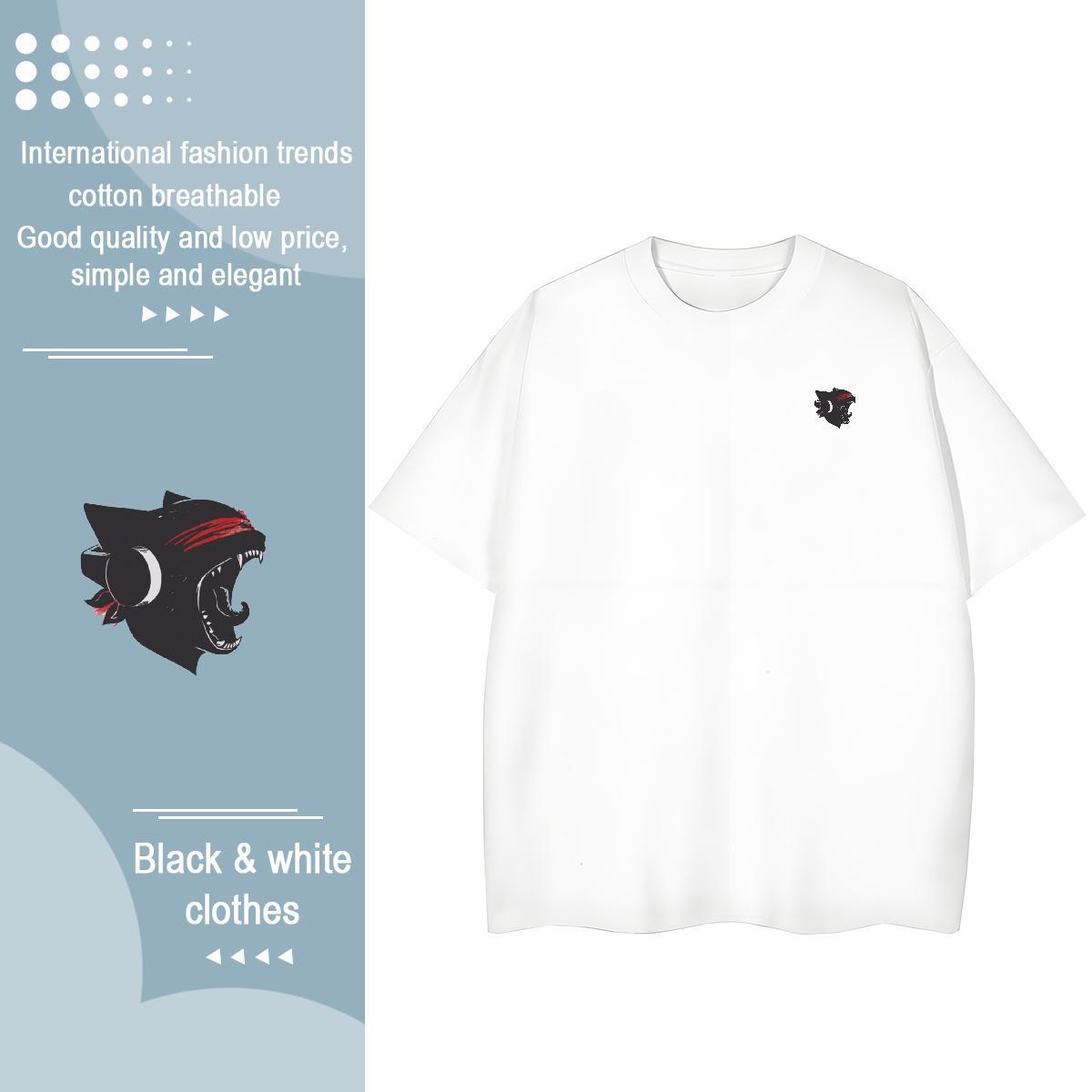 Fashion Design Men Clothes T-Shirt cat Street Casual 230g Cotton Top Tees Breathable Short Sleeve Classic Man T Shirts Skull