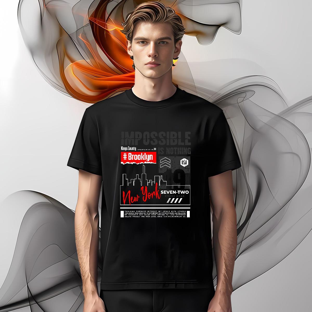 Loose Fit NEW YORK Mens T Shirts Daily Wear Men Tees 230g Cotton Fashion Casual Short Sleeve O-Neck Anime Print Tops Shirt