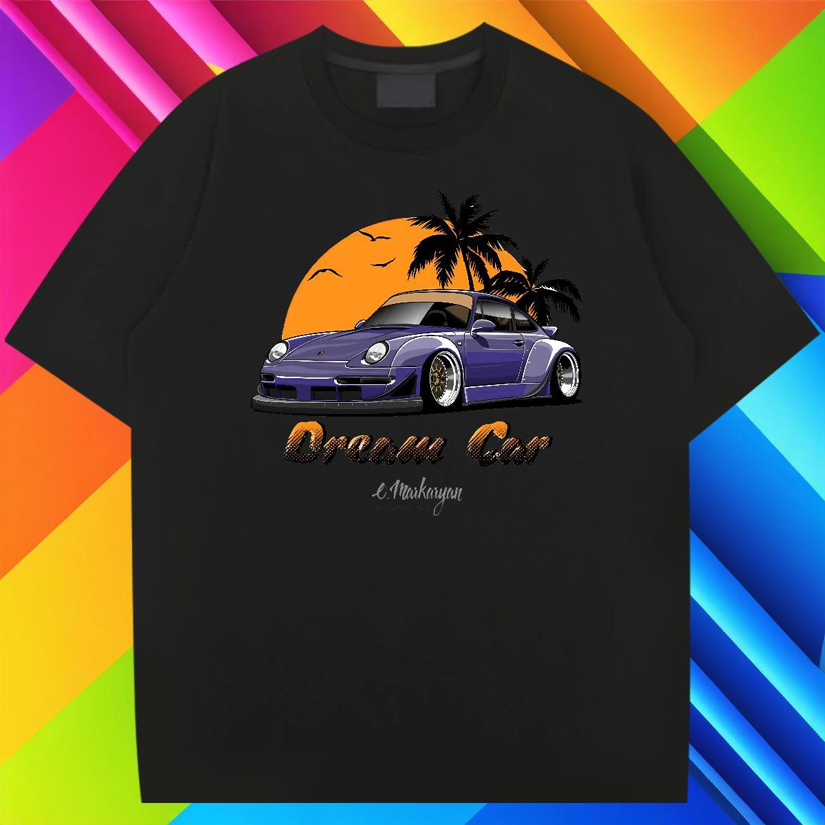Cool car 230g Cotton Men Tees Hip Hop Street O-Neck Short Sleeve T Shirt For Man Wholesale Oversized 4XL Tops Shirt