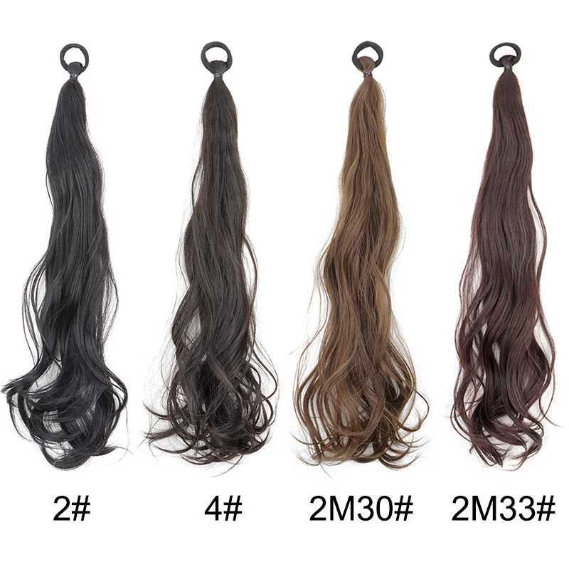 22 inch synthetic womens long curly ponytail with extended elastic and brushed hair fluffy and elegant wig W240817