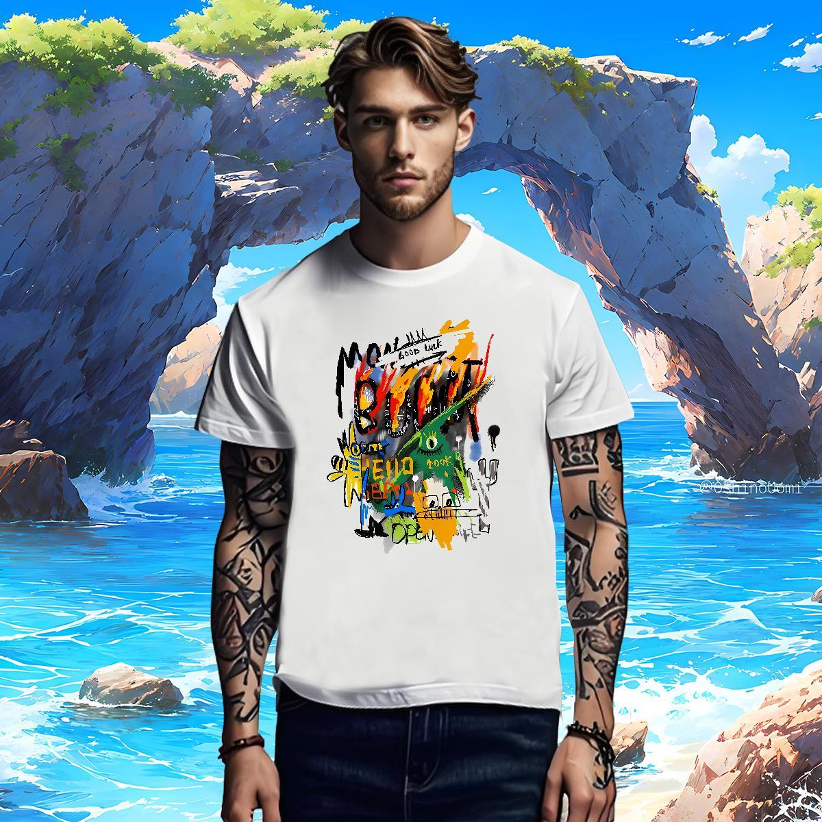Mens T Shirts 230g Pure Cotton cartoon Street wear Hip Hop Crew Neck Breathable Custom Printed Men Tops Tees DIY Loose Tee Shirt