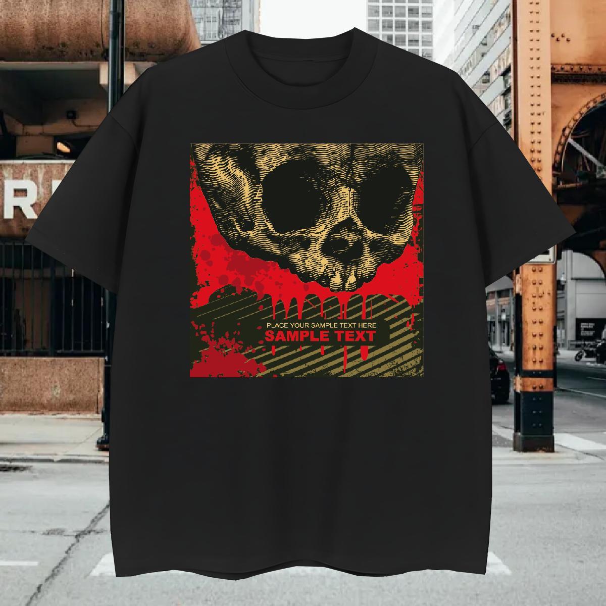 T shirt 230g Cotton scary Street Casual Breathable Crew Neck Custom Printed Mens Tshirts 2024 Summer Wholesale Top Tees