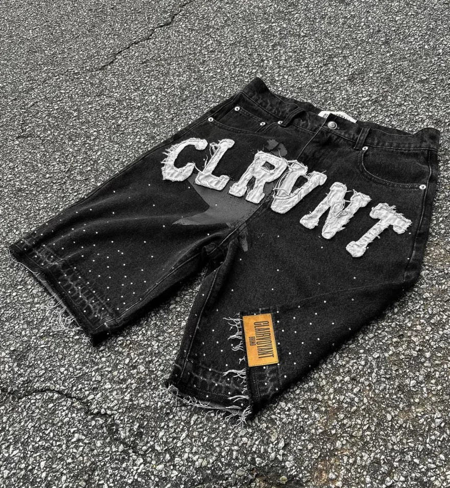 American retro black straight leg pants fashionable street trend jeans Harajuku style hiphop Y2k cropped mens clothing 240819