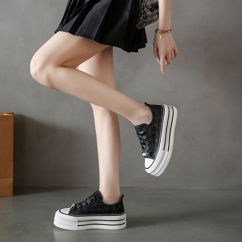 Ddmysports Canvas Women S Summer New Student Korean Edition Instagram Versatile Thick Sole Board Lace Casual Shoes BR OUTDOOR