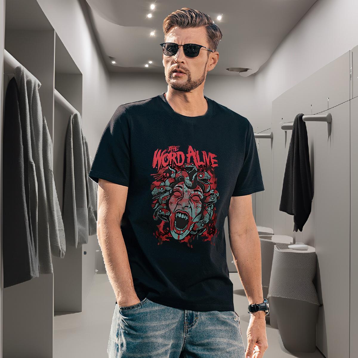 T Shirt For Man 230g Cotton scary Casual Beach Breathable Short Sleeve Custom Anime Men Tshirts 2024 DIY Comfortable Tees Shirts