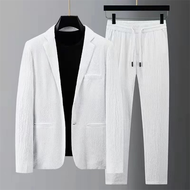 2024 Summer and Autumn Fashion Suit Mens Long sleeved High end Quality Casual Set Korean Edition Two Piece y240819