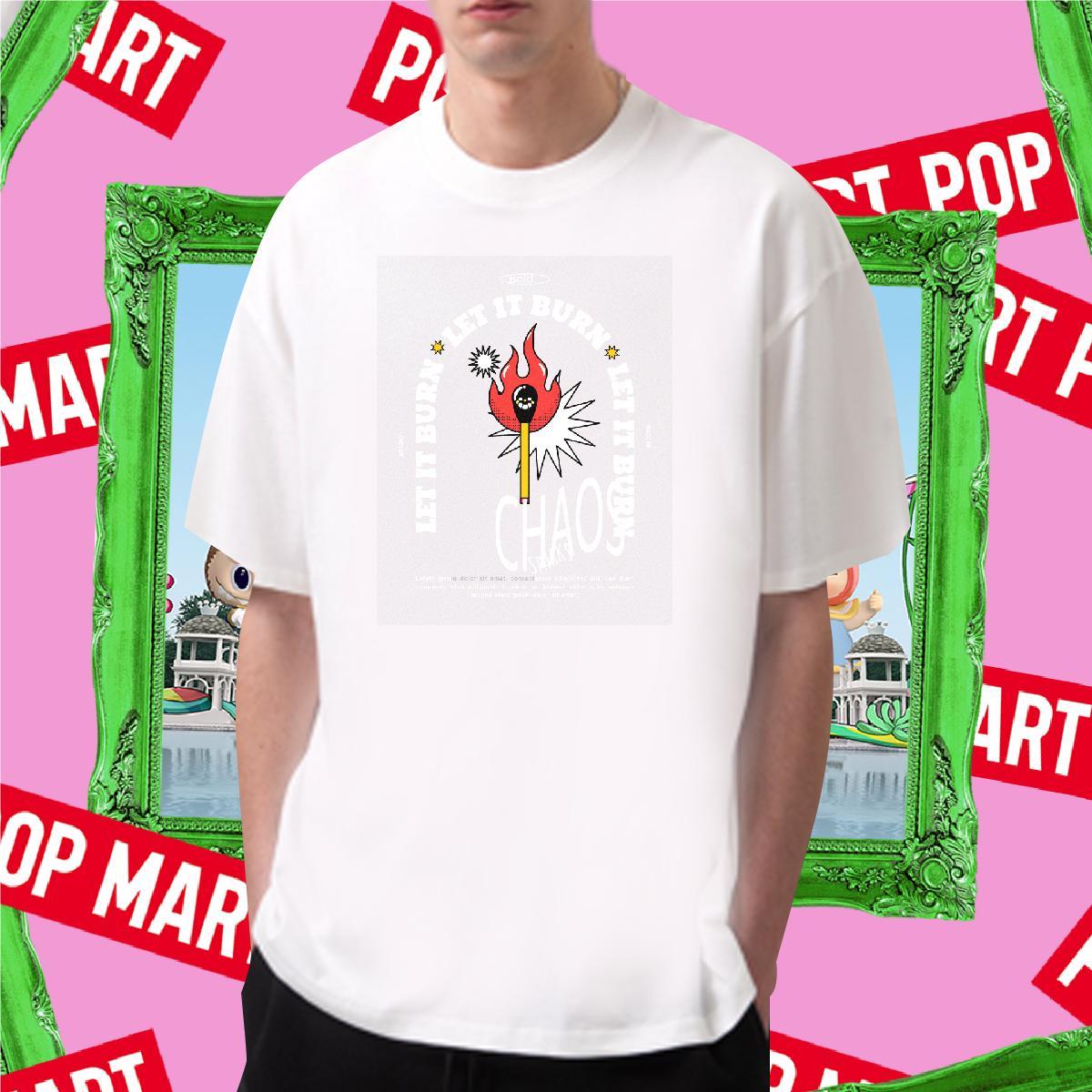 Cool Design fire 230g 100% Cotton Couples T Shirts Street Casual O-Neck Short Sleeve Man T Shirts New Cartoon Print Tees