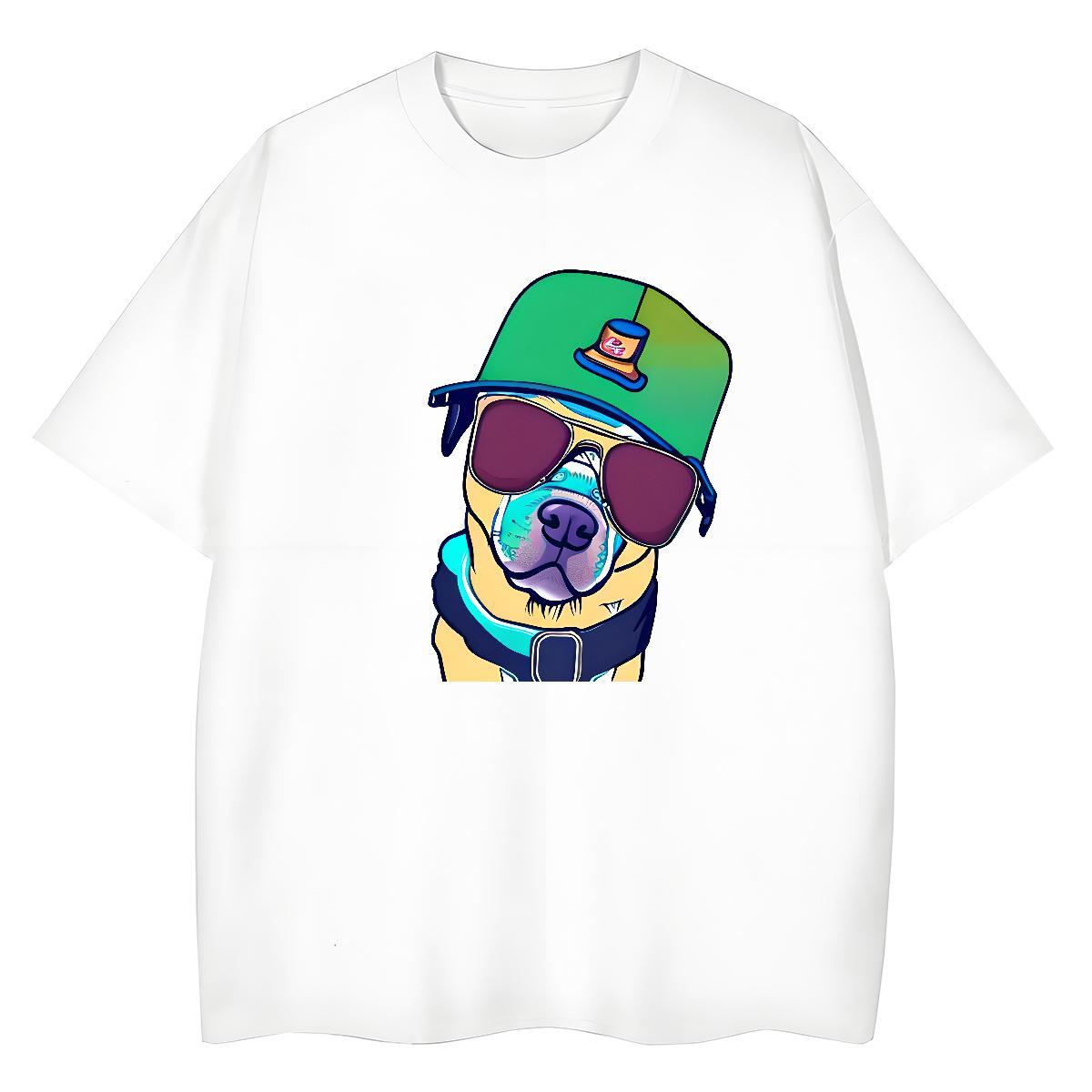Fashion Casual Tshirt for Man Woman dog Street wear Hip Hop 230g Pure Cotton Top Tees Breathable Soft Popular Men T Shirts Oversized