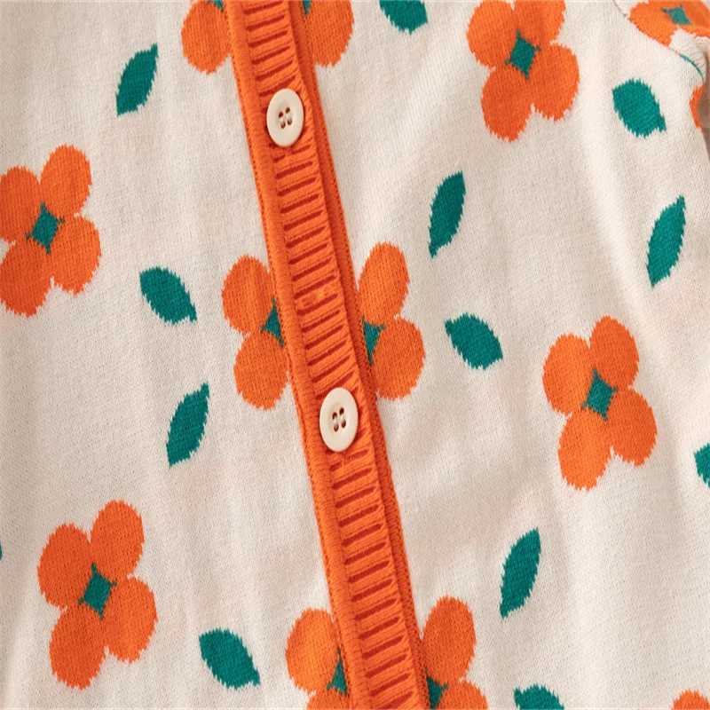 Jumping Meters 3-7T Autumn Winter Girls Sweater Orange Childrens Clothing Long Sleeve Button Baby Clothing W240820