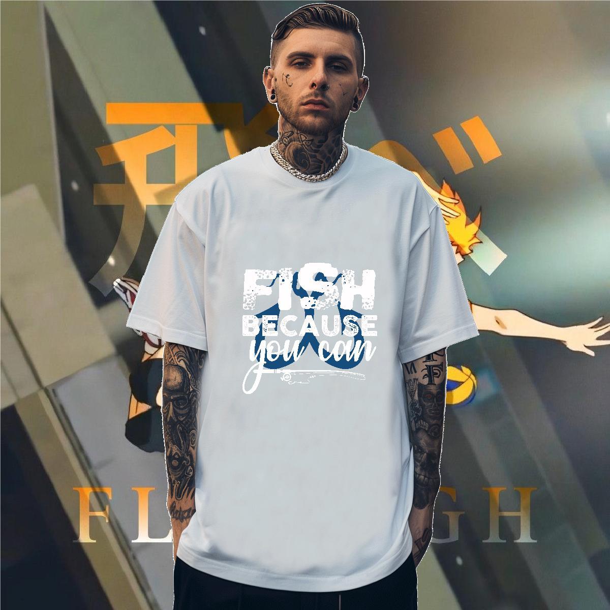 High Quality fish 230g Pure Cotton Tshirt for Man Woman Daily Outfit Breathable Short Sleeve T-Shirts Casual New Graphic Clothings