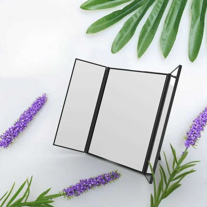 LED Cosmetic Mirror Lightless Style Tri-fold Mirror High-grade Mirror Travel Carry-on Portable Y240819