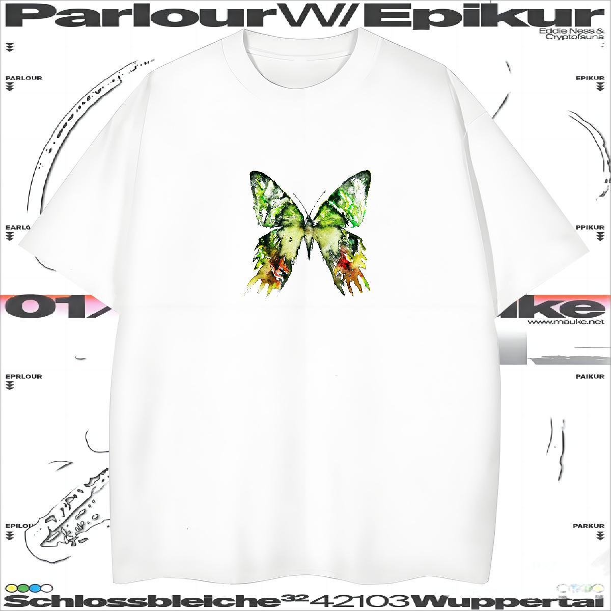 New Designer Couples T Shirts Butterfly High Street Hip Hop 230g 100% Cotton Polos Breathable Crew Neck Cool T shirt DIY Anime
