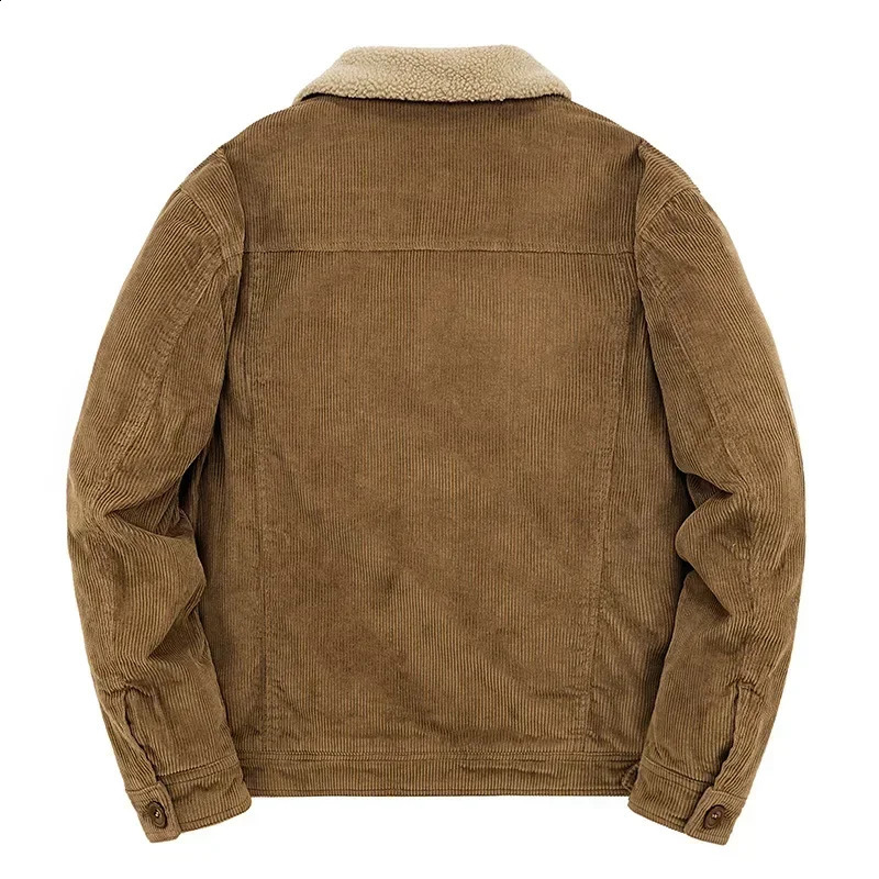 Mens cotton jacket apron warm and loose Parka Corduroy short mens solid zipper windproof winter wool 240819