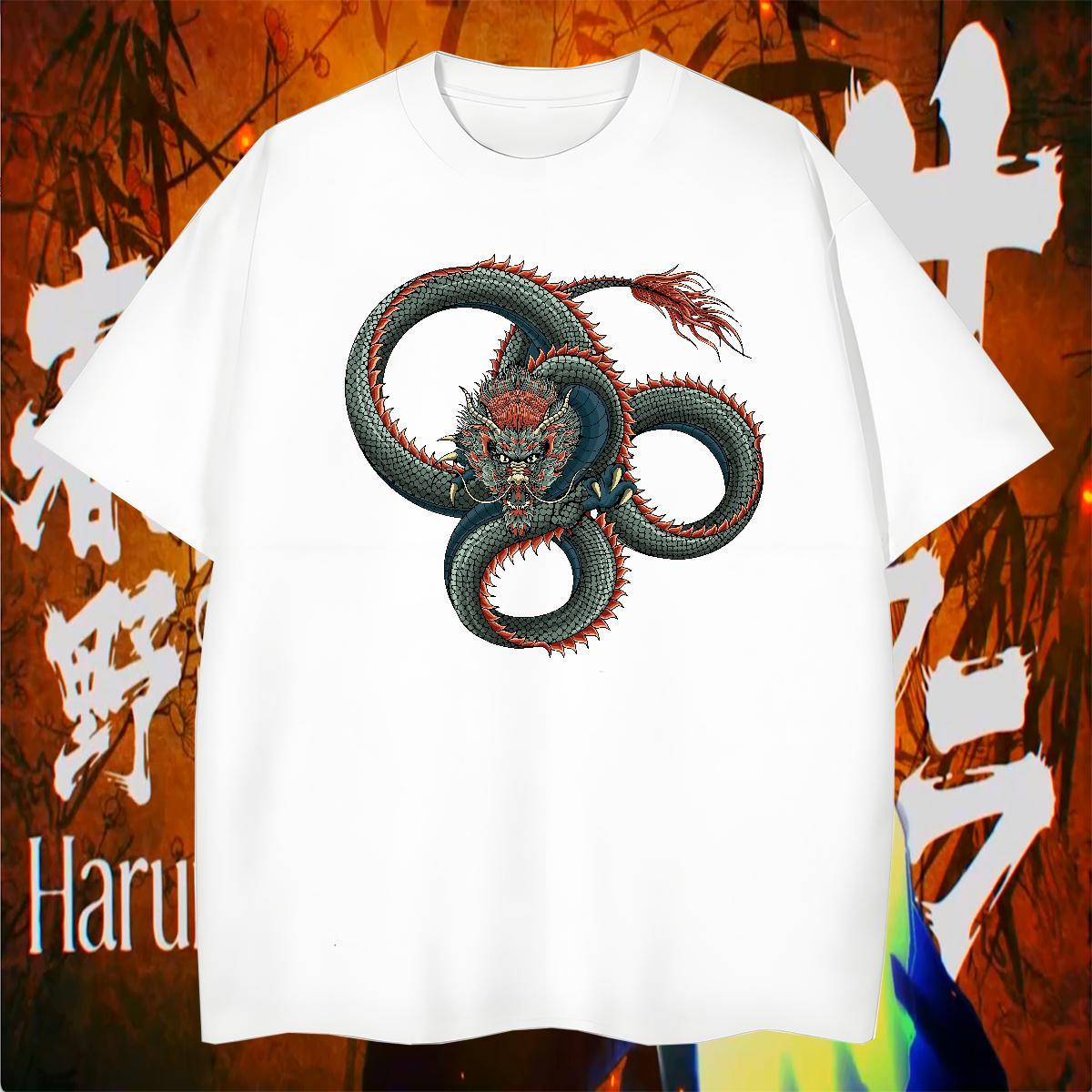Men T Shirts 230g Cotton dragon Street Casual Short Sleeve Soft Black White Men Tops Tees Designer Classic Clothings