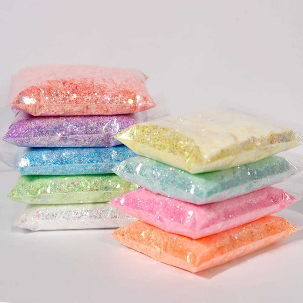 50g Holographic Aurora Nail Art Sequins Mermaid Mixed Size Hexagon Chunky Chrome Glitter Accessories Polish Manicure DecorationsXJ240815