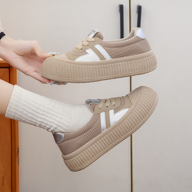 Ddmysports Autumn New Ins Korean Edition Transparent Network White For Female Students Thick Bottom Versatile Casual Sports Board Shoes XT OUTDOOR