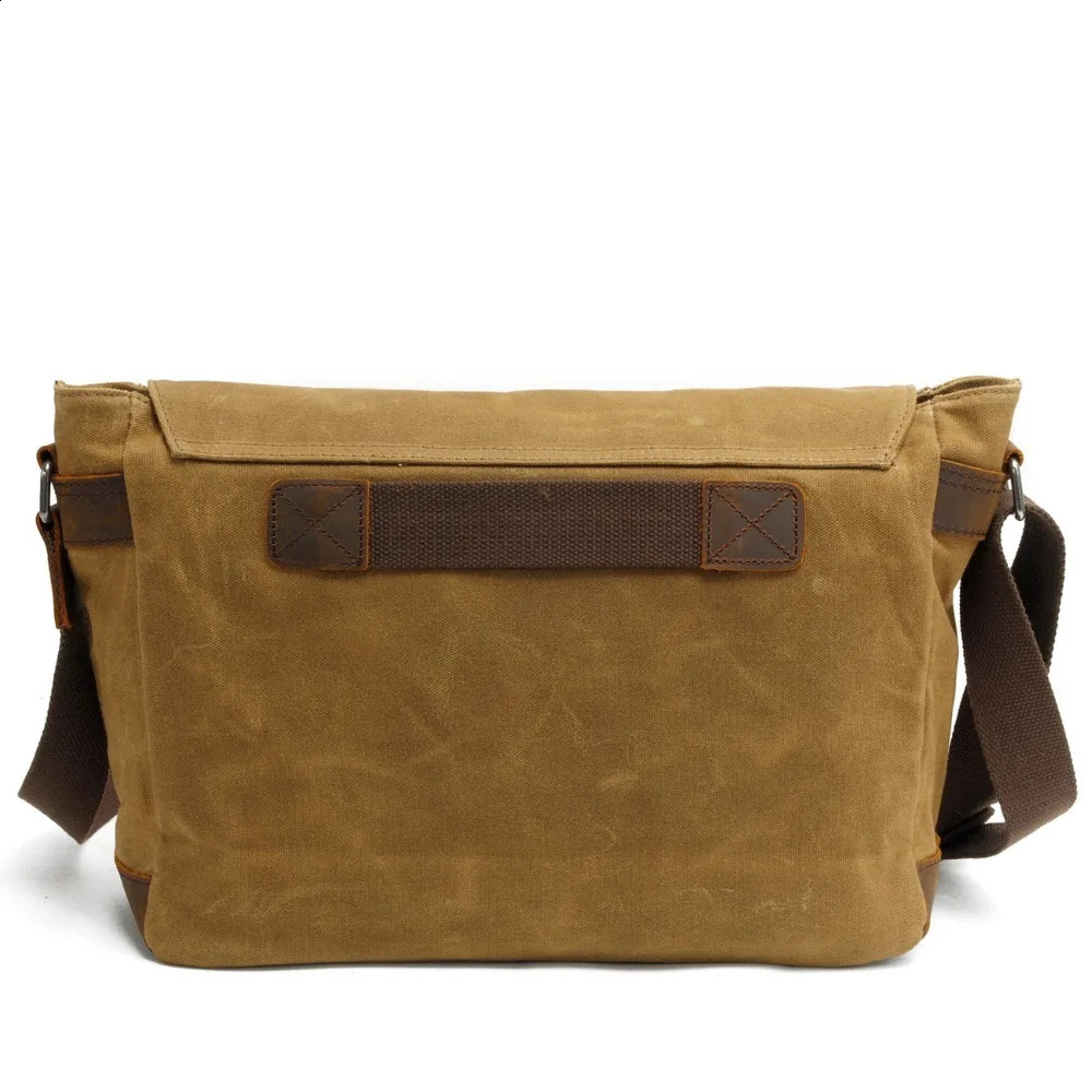 High Quality Male Briefcases Business Men Messenger Bags Canvas Crazy Horse Leather Travel Crossbody Bags for Men Shoulder Bags 240819