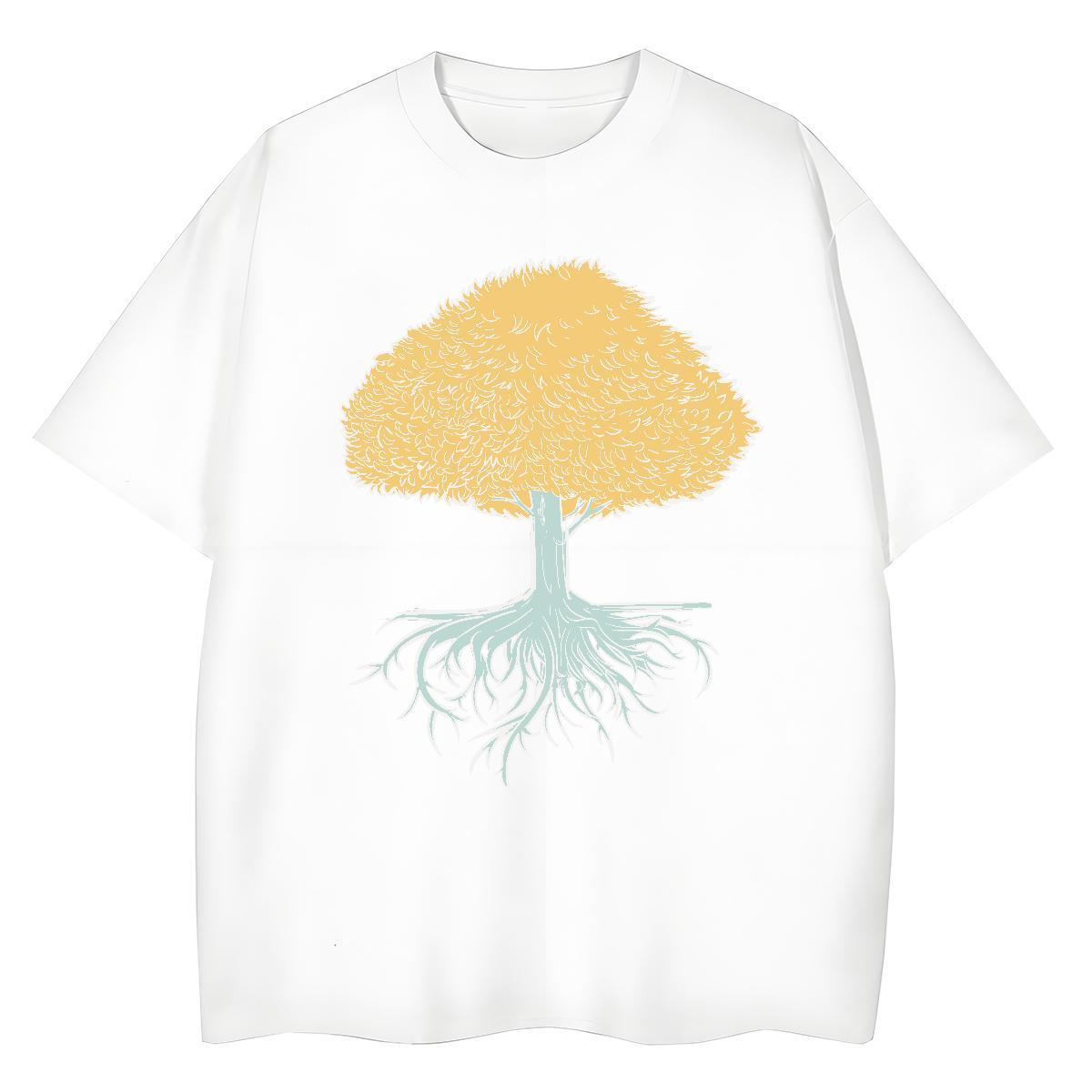 Fashion Casual Men Tops Tees tree Hip Hop 230g Cotton Wear Short Sleeve O-Neck Brand T-Shirts Custom Printed