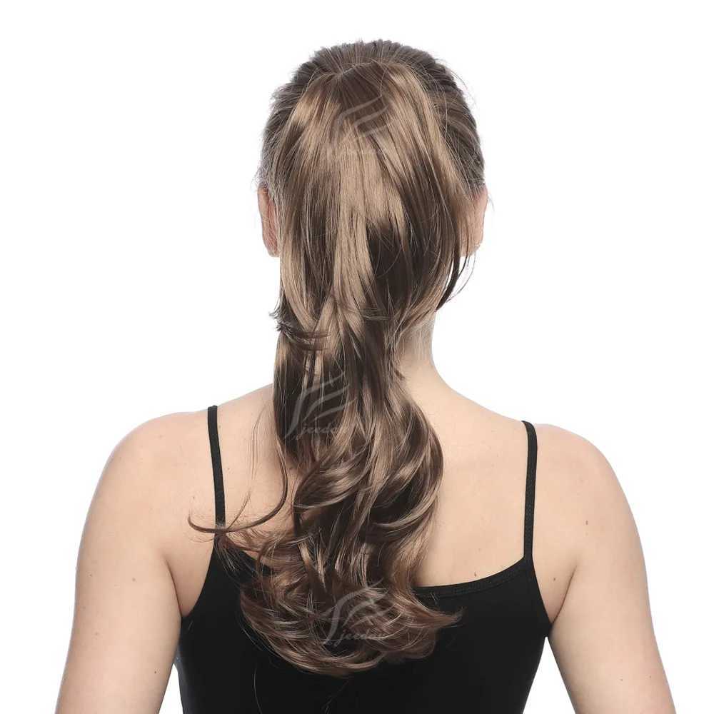 Zolin synthetic long wave ponytail extension claw clip ponytail black hair suitable for women W240817