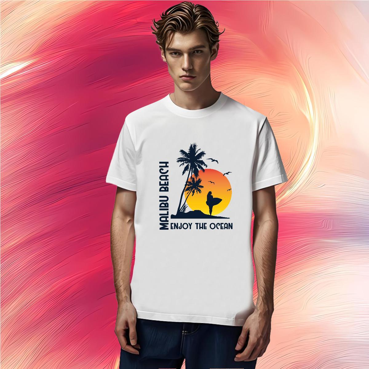 Popular beach 230g Pure Cotton Men Clothes T-Shirt Casual Daily Wear Breathable Crew Neck Mens T Shirts New Designer Cartoon Print Tees