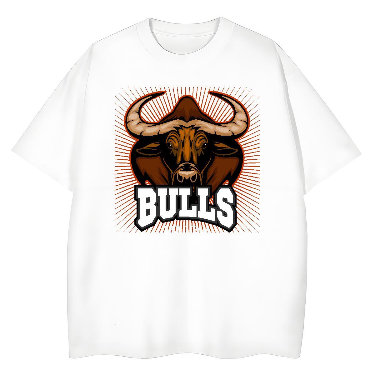 Free Shipping Couples T Shirts bull Outdoor 100% Cotton 230g Tees Breathable Crew Neck Designer T shirt Cartoon Print