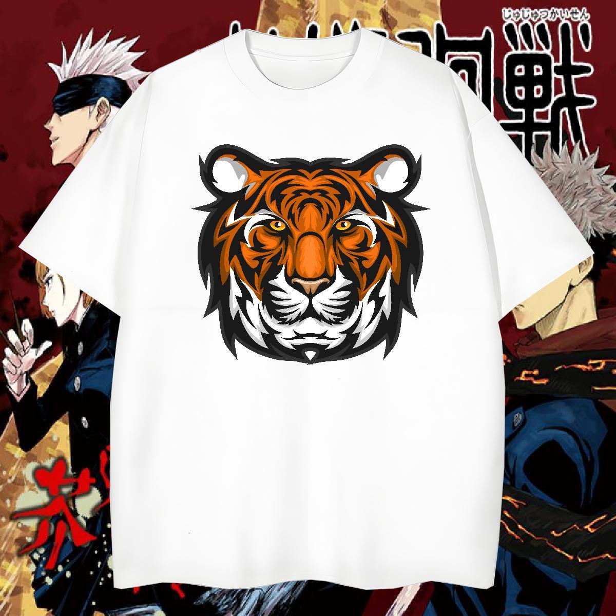DIY Customized Couples T Shirts tiger Casual 230g Cotton Clothings Breathable Crew Neck Popular T shirt White Plus Size