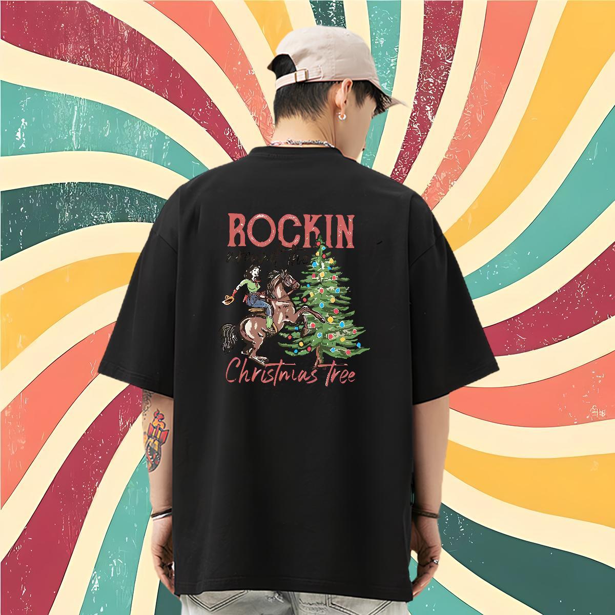 Classic Casual Tshirt for Man Woman Chrismas Spring Summer 230g Cotton Tees O Neck Short Sleeves Popular T-Shirts for Men DIY