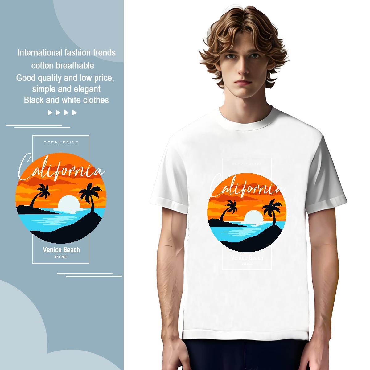 Loose tree 100% Cotton 230g Men Clothes T-Shirt Sport Pure Cotton T Shirts Men Custom Plus Size Cartoon Tops
