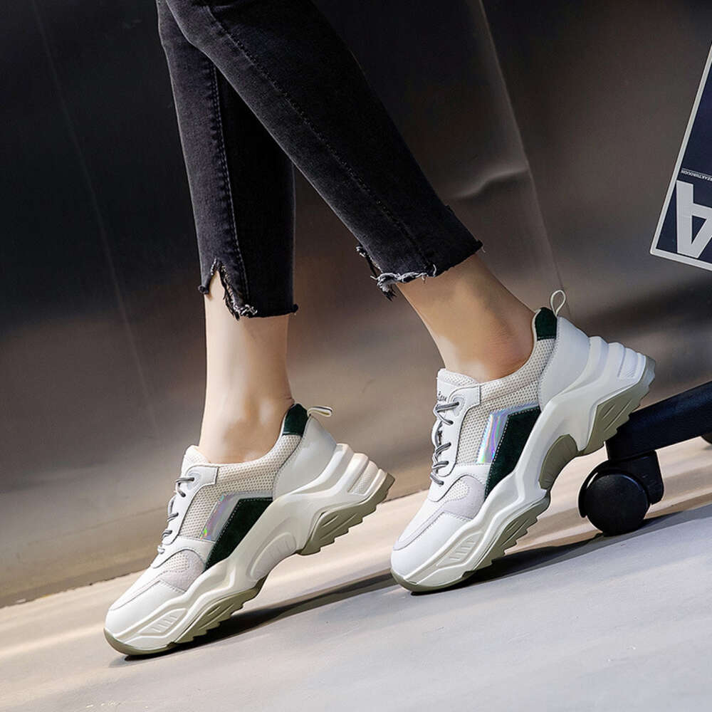 Ddmysports Genuine Leather Dad In Spring New Casual Shallow Mouth Sports With Thick Soles And Versatile Flat Bottomed Small White Shoes For Women OUTD